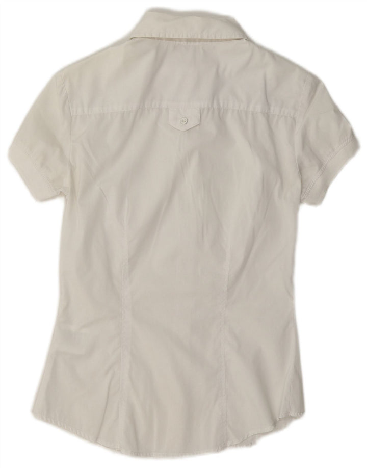 Liu Jo Womens Short Sleeve Shirt IT 40 Small White Cotton