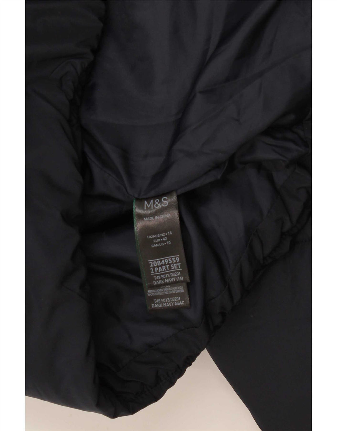 Marks & Spencer Womens Hooded Padded Jacket UK 14 Large Navy Blue Polyester