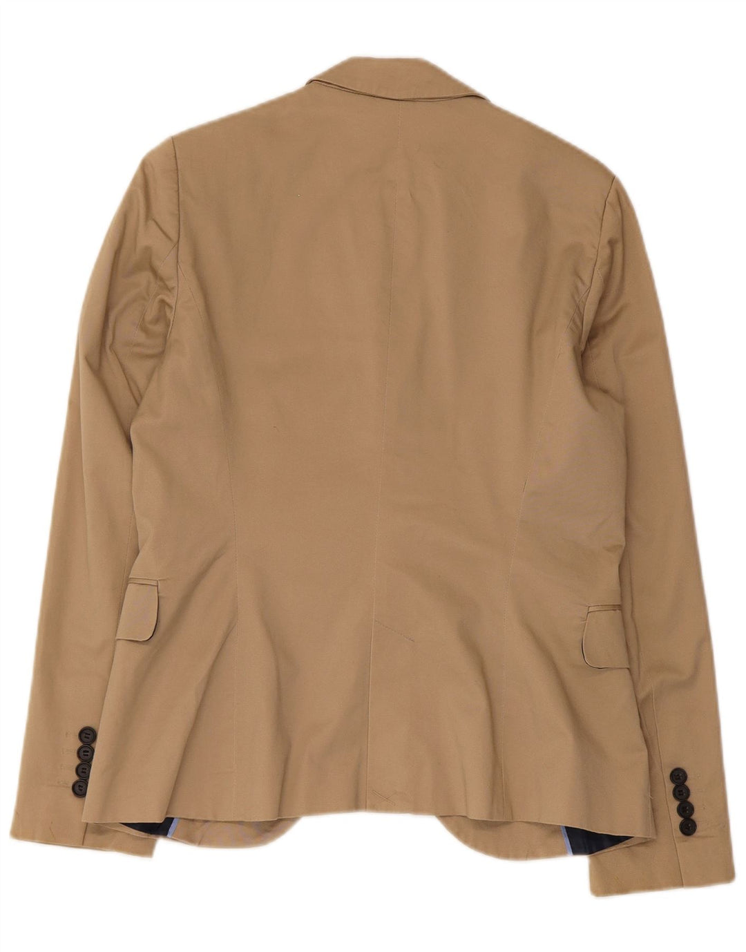 Zara Womens 1 Button Blazer Jacket UK 14 Large Beige Cotton