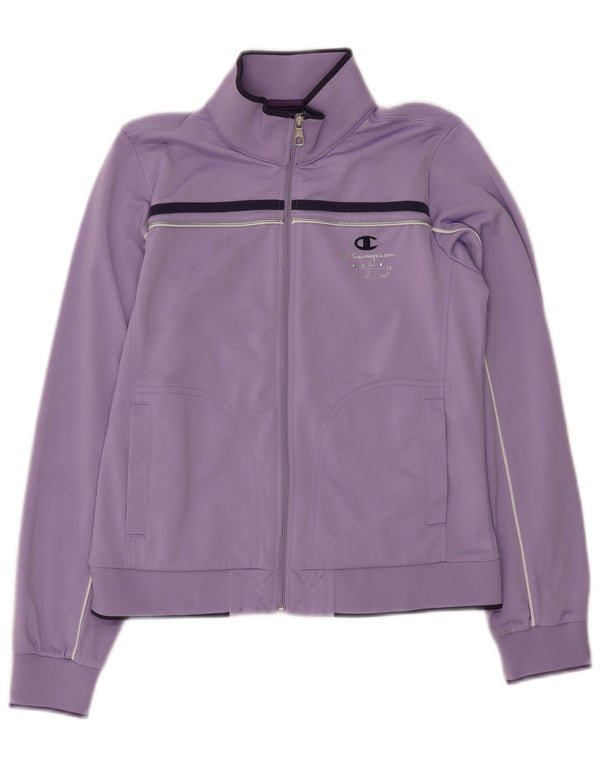 Champion Girls Tracksuit Top 11-12 Years Large Purple Colourblock Polyester