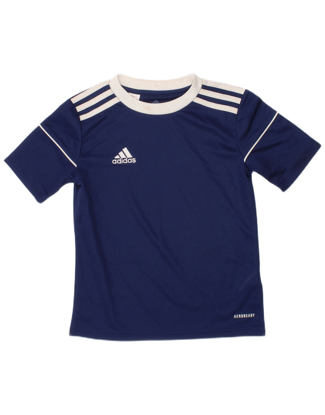 ADIDAS Boys Aeroready T-Shirt Top 7-8 Years Navy Blue Polyester