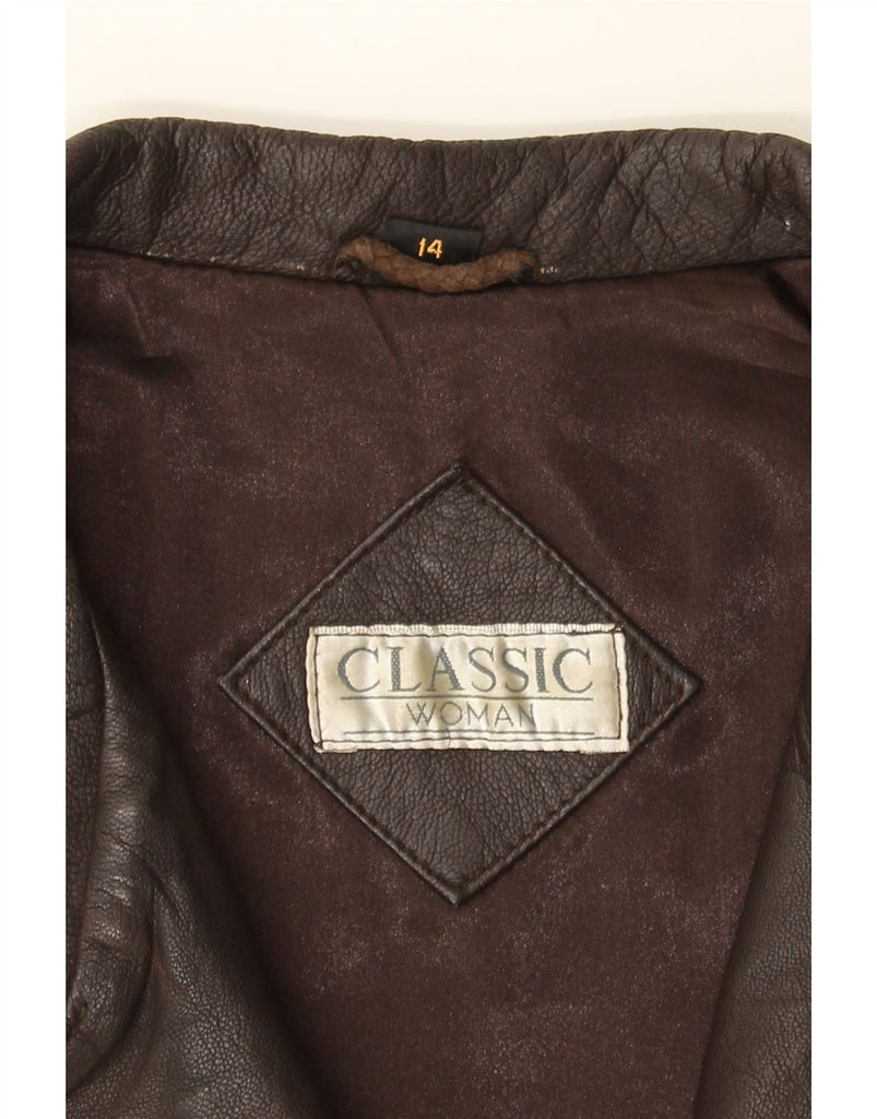 CLASSIC Womens Loose Fit Leather Coat UK 14 Medium Brown Leather Vintage CLASSIC and Second-Hand CLASSIC from Messina Hembry 