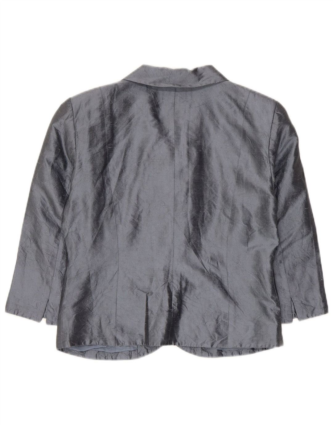 Blunauta Womens Crop 6 Button Blazer Jacket IT 42 Medium Grey Silk