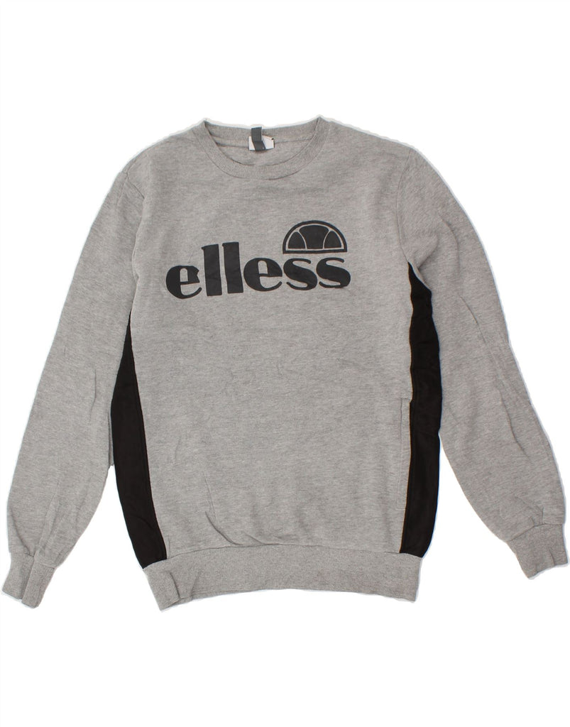 ELLESSE Mens Graphic Sweatshirt Jumper Small Grey Cotton | Vintage Ellesse | Thrift | Second-Hand Ellesse | Used Clothing | Messina Hembry 