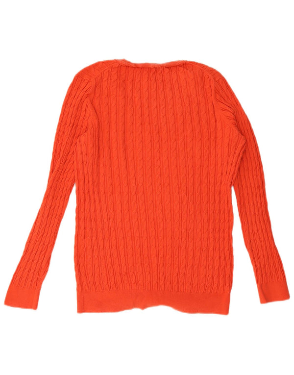 Tommy Hilfiger Womens V-Neck Jumper Sweater UK 16 Large Orange