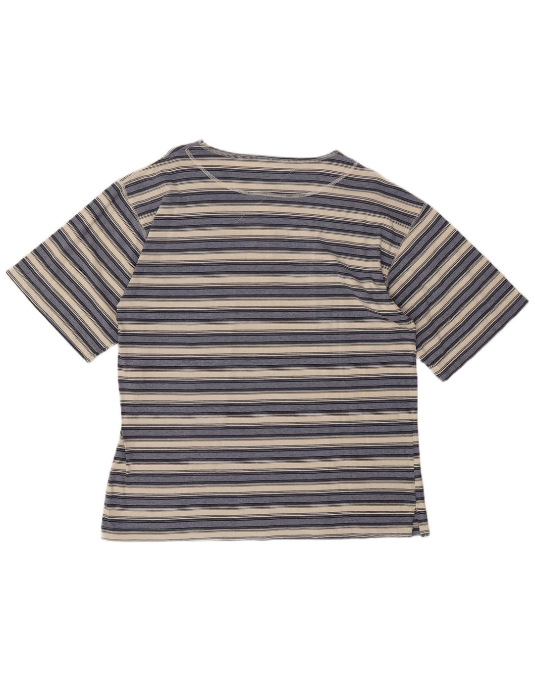 VINTAGE Mens T-Shirt Top XL Navy Blue Striped Cotton
