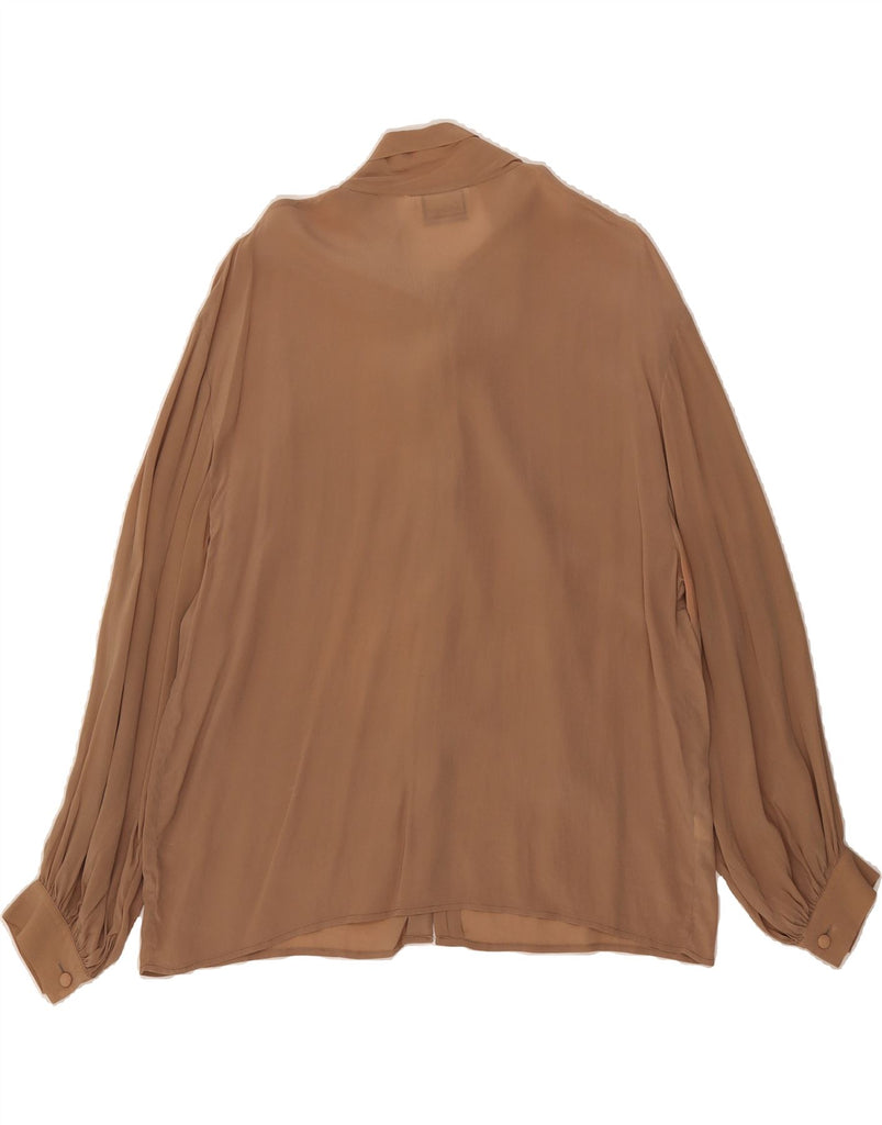 LUISA SPAGNOLI Womens Front Tie Shirt Blouse IT 48 XL Brown Acetate Vintage Luisa Spagnoli and Second-Hand Luisa Spagnoli from Messina Hembry 