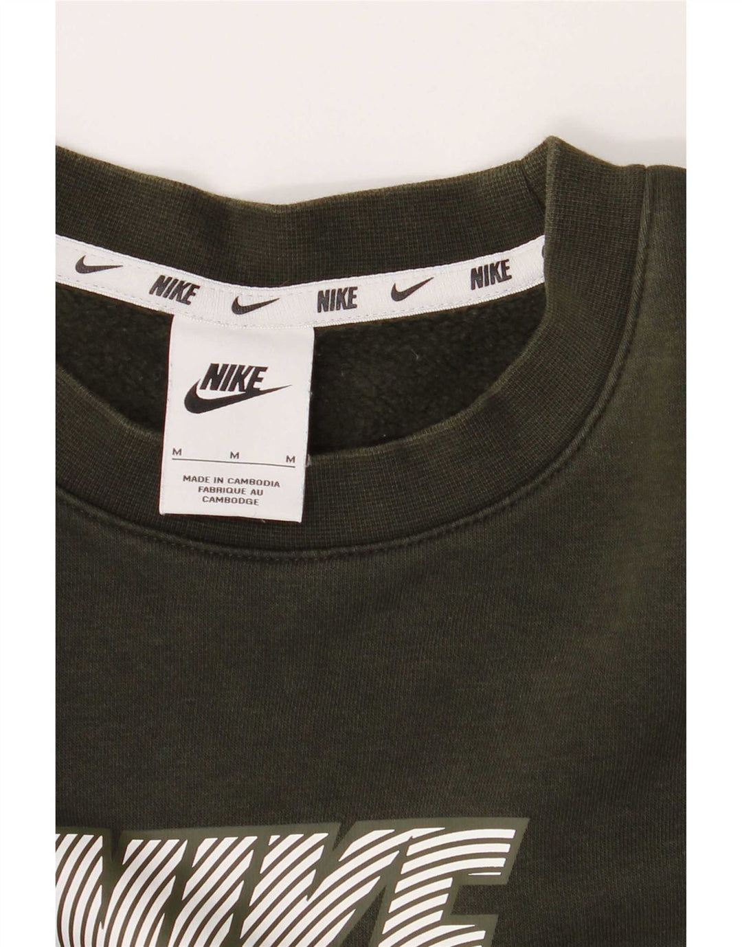 Nike Mens Graphic Sweatshirt Jumper Medium Khaki Colourblock Cotton