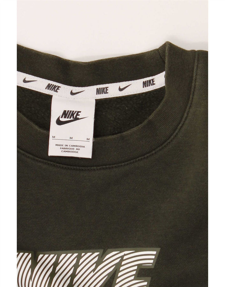 Nike Mens Graphic Sweatshirt Jumper Medium Khaki Colourblock Cotton