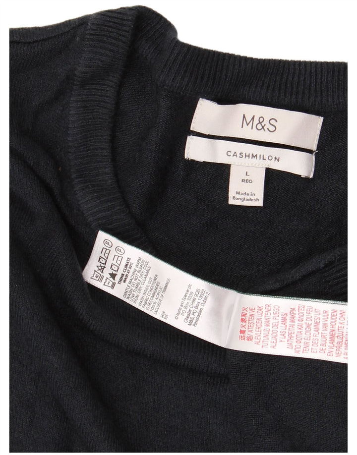 MARKS & SPENCER Mens Crew Neck Jumper Sweater Large Navy Blue Acrylic