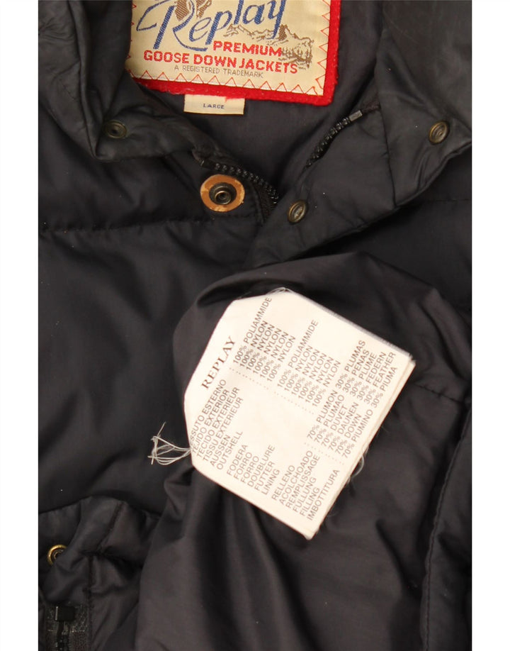 Replay Mens Loose Fit Padded Jacket UK 40 Large Black Polyamide