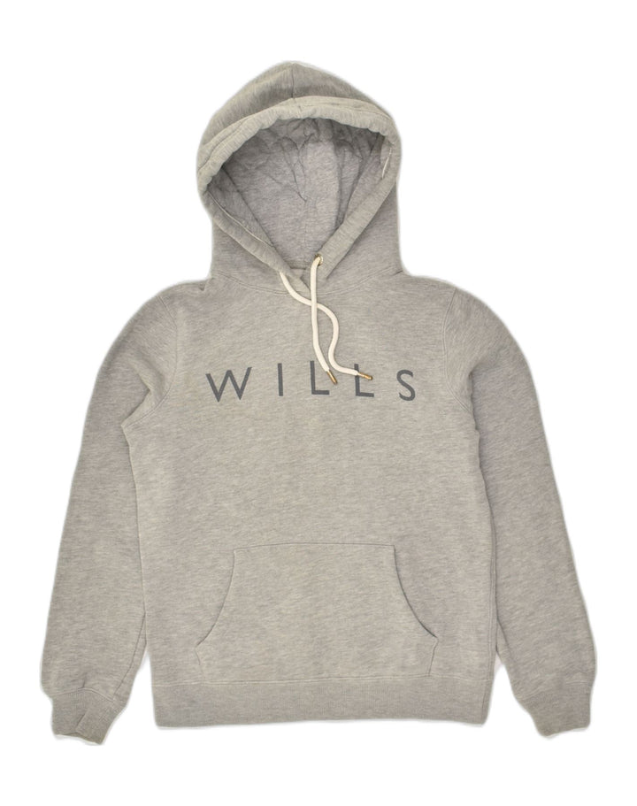 JACK WILLS Womens Graphic Hoodie Jumper UK 8 Small Grey Cotton | Vintage Jack Wills | Thrift | Second-Hand Jack Wills | Used Clothing | Messina Hembry 