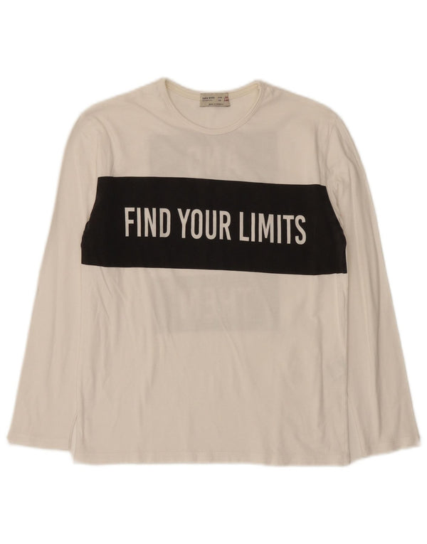 Zara Boys Graphic Top Long Sleeve 9-10 Years White Colourblock Cotton