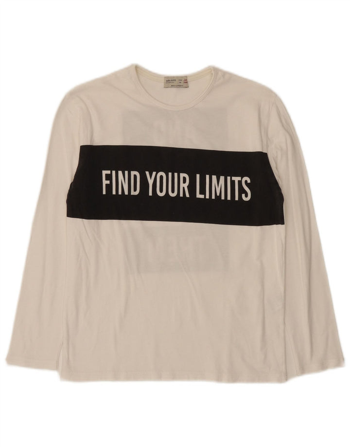 Zara Boys Graphic Top Long Sleeve 9-10 Years White Colourblock Cotton