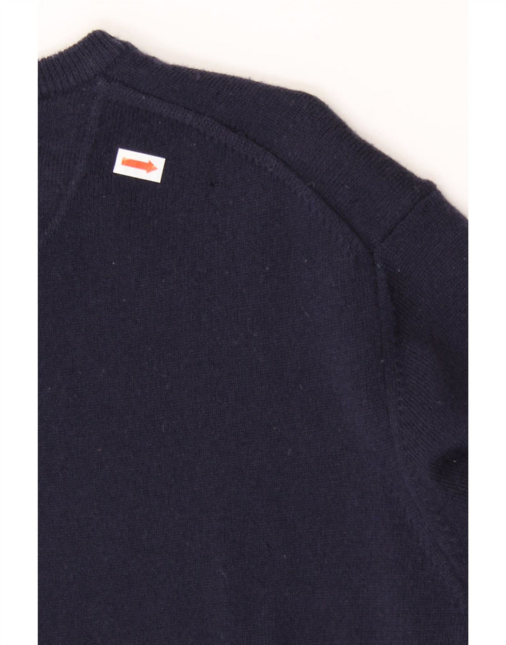 HENRY COTTONS Mens V-Neck Jumper Sweater Large Navy Blue