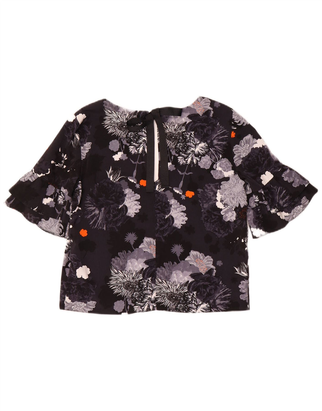 Topshop Womens Oversized Blouse Top UK 6 XS Black Floral Polyester