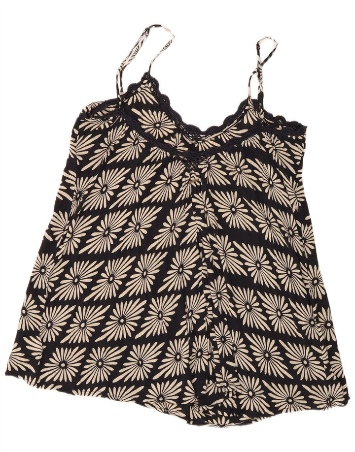 Volcom Womens Cami Top UK 14 Large Black Floral Viscose