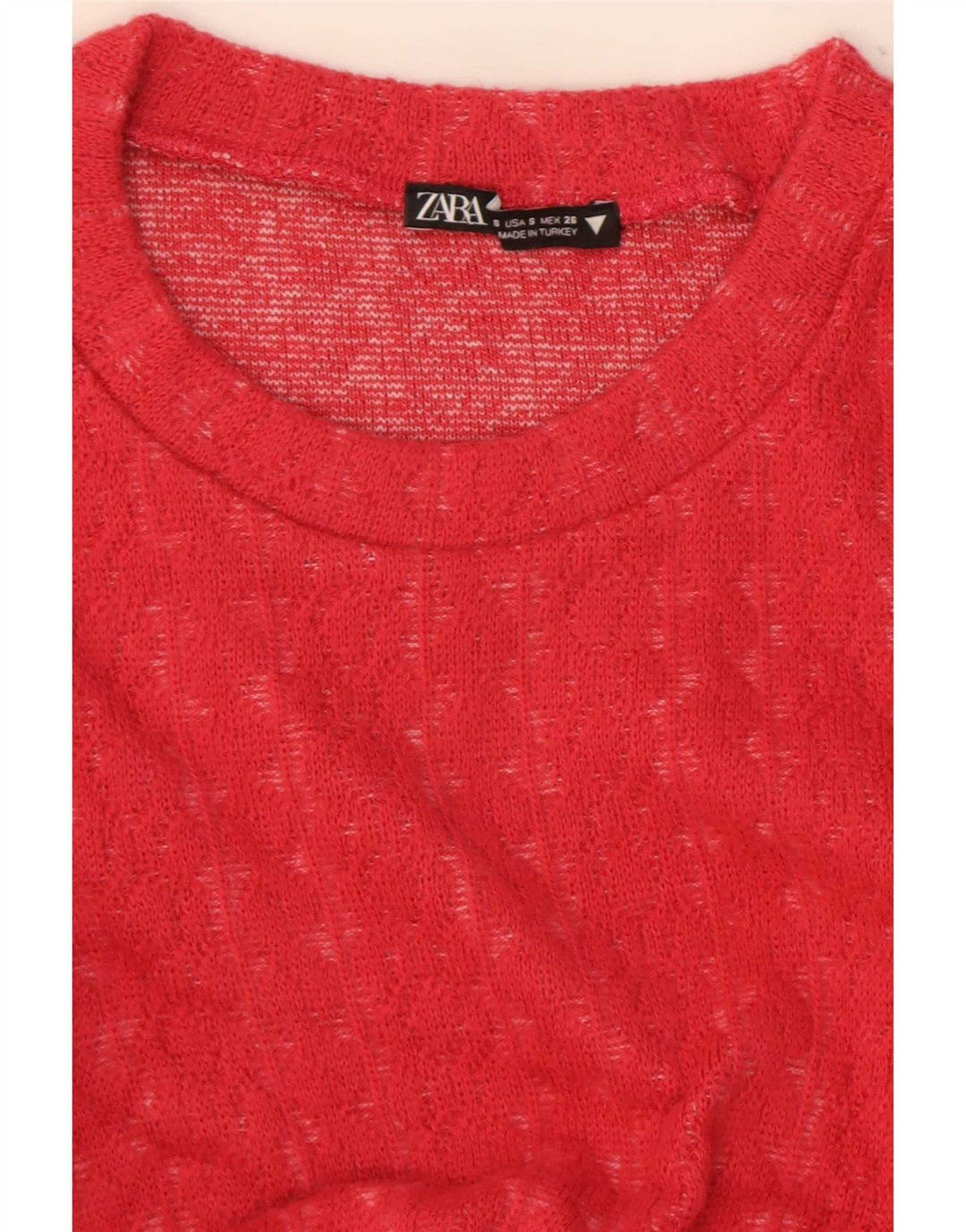 Zara Womens Crop Ruffle Front Top Long Sleeve UK 8 Small Red