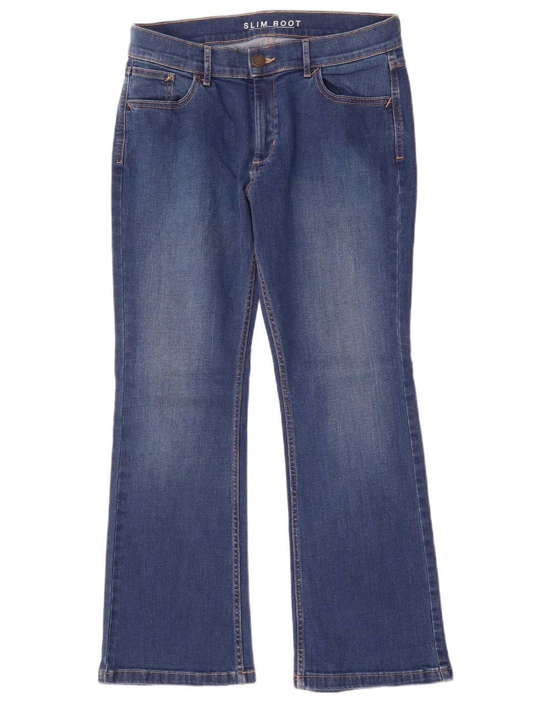 Marks & Spencer Womens Slim Bootcut Jeans UK 12 Medium W30 L28 Blue Cotton