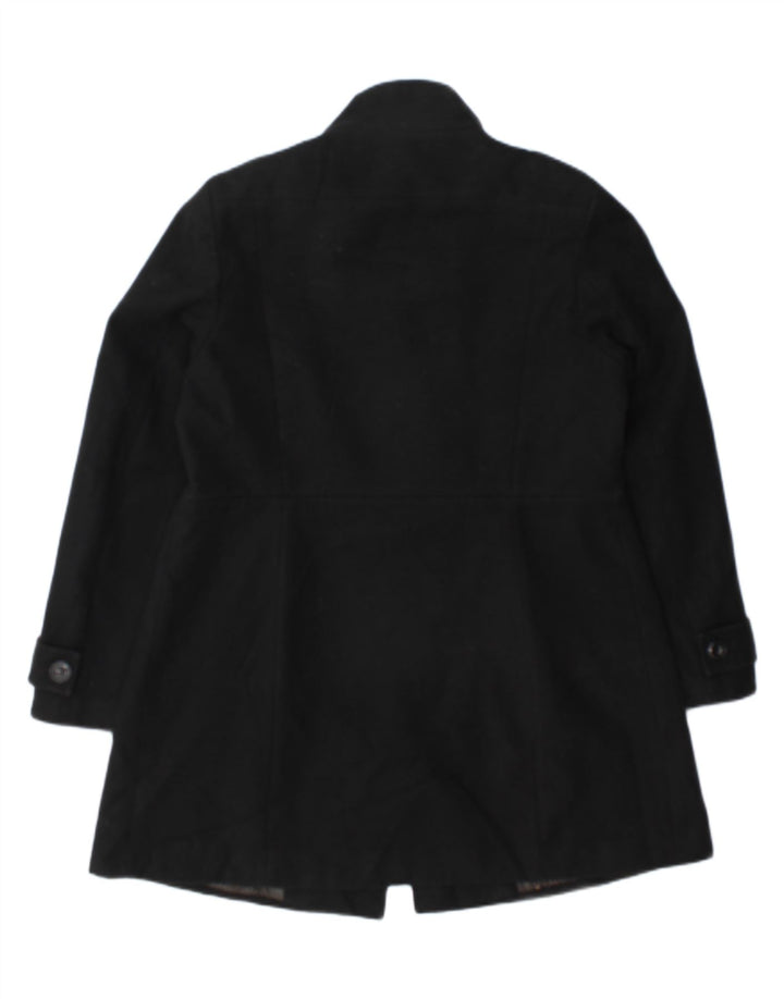 Marks & Spencer Womens Double Breasted Coat UK 14 Medium Black Polyester