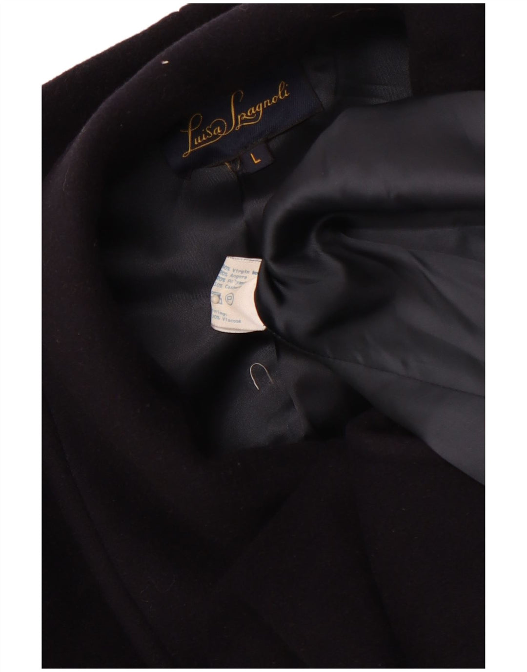 LUISA SPAGNOLI Womens Oversized Overcoat UK 16 Large Navy Blue Virgin Wool