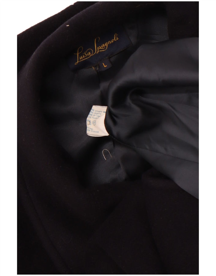 LUISA SPAGNOLI Womens Oversized Overcoat UK 16 Large Navy Blue Virgin Wool