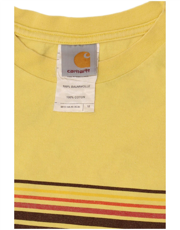 Carhartt Mens Graphic T-Shirt Top Medium Yellow Striped Cotton