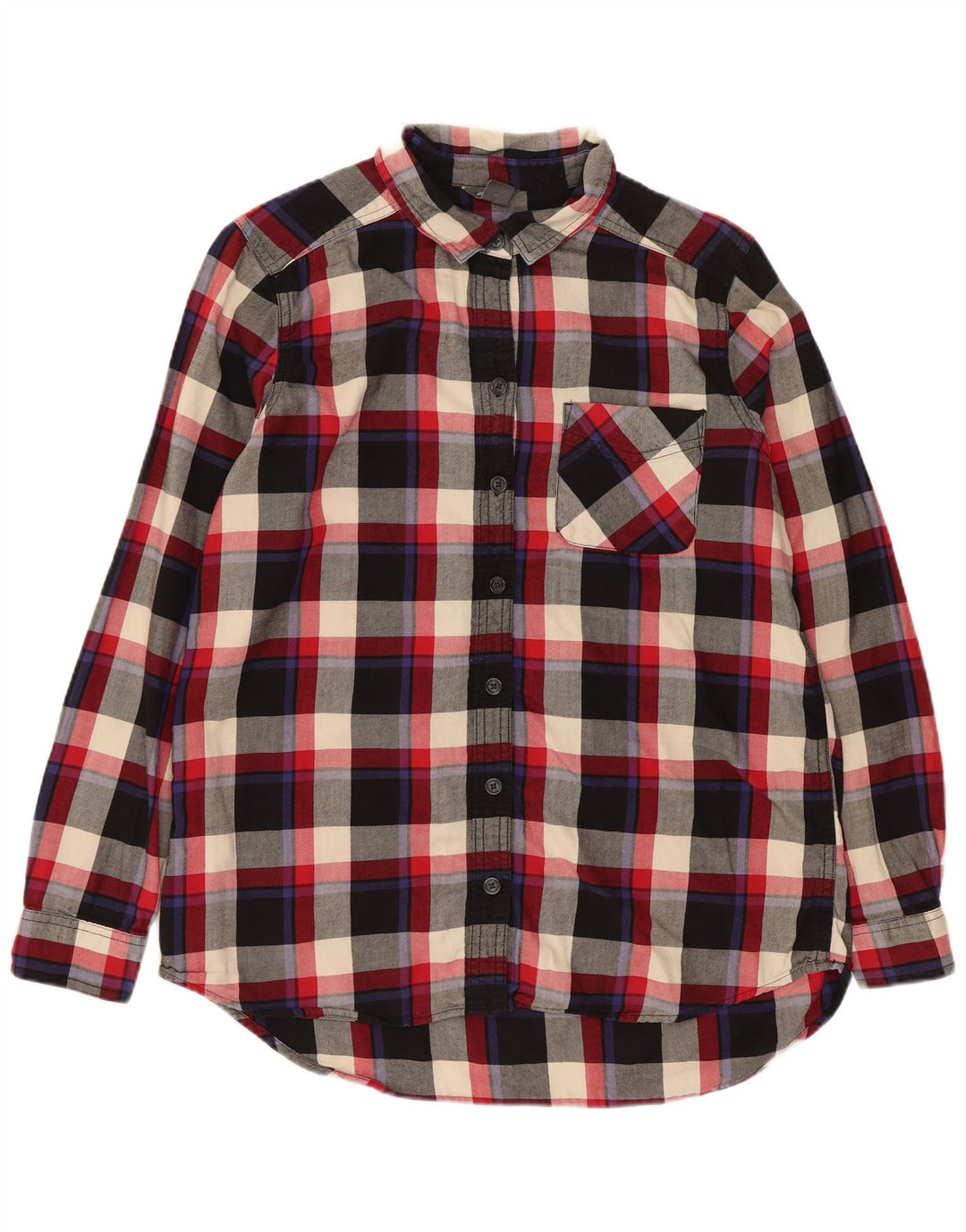 EDDIE BAUER Womens Flannel Shirt UK 14 Medium Multicoloured Plaid Cotton