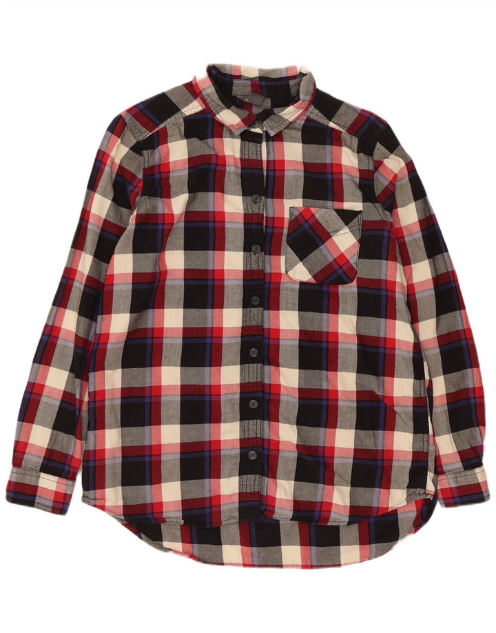 EDDIE BAUER Womens Flannel Shirt UK 14 Medium Multicoloured Plaid Cotton