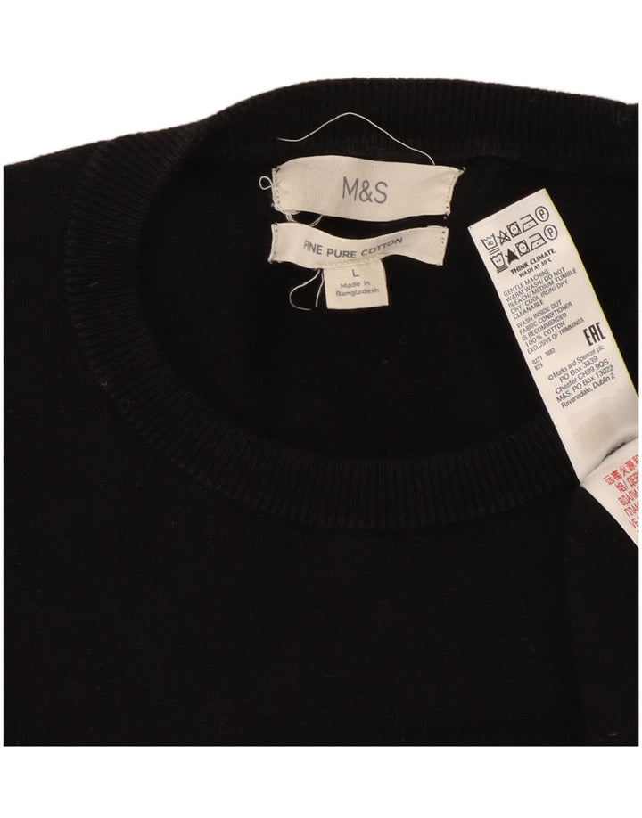 Marks & Spencer Mens Crew Neck Jumper Sweater Large Black Cotton