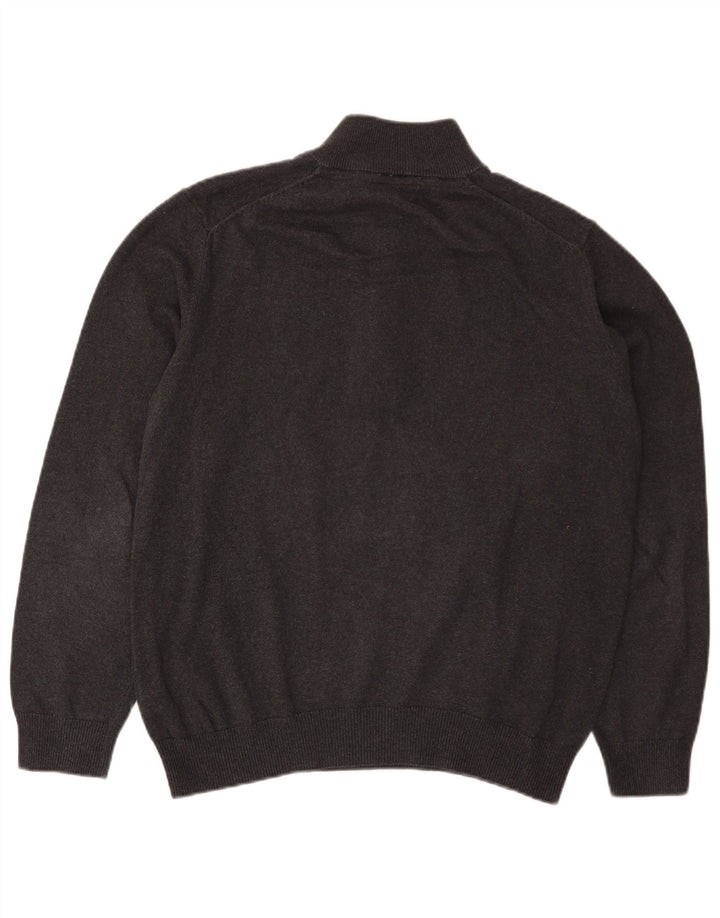 Crew Clothing Mens Zip Neck Jumper Sweater Large Grey Cotton