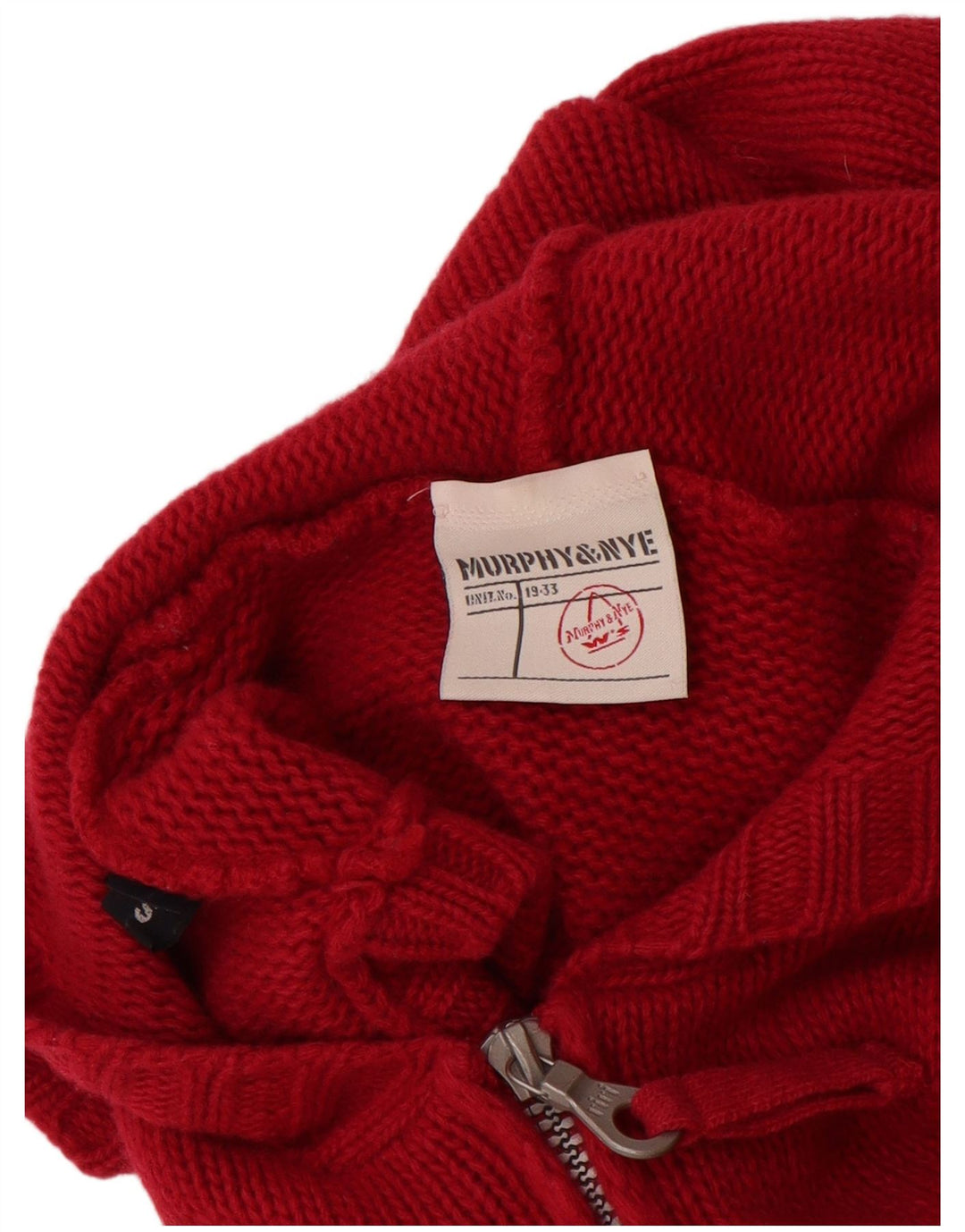 MURPHY & NYE Womens Hooded Cardigan Sweater UK 10 Small Burgundy