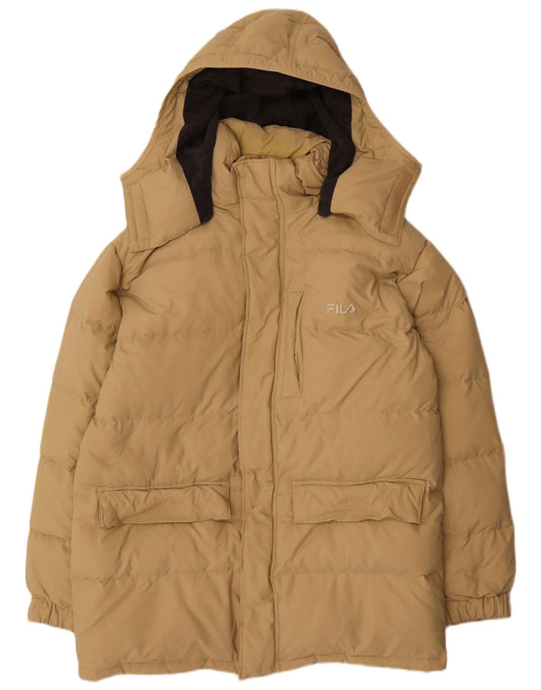 Fila Mens Hooded Padded Coat UK 40 Large Beige Polyamide