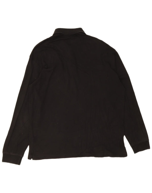 Hugo Boss Mens Long Sleeve Polo Shirt XL Black Cotton