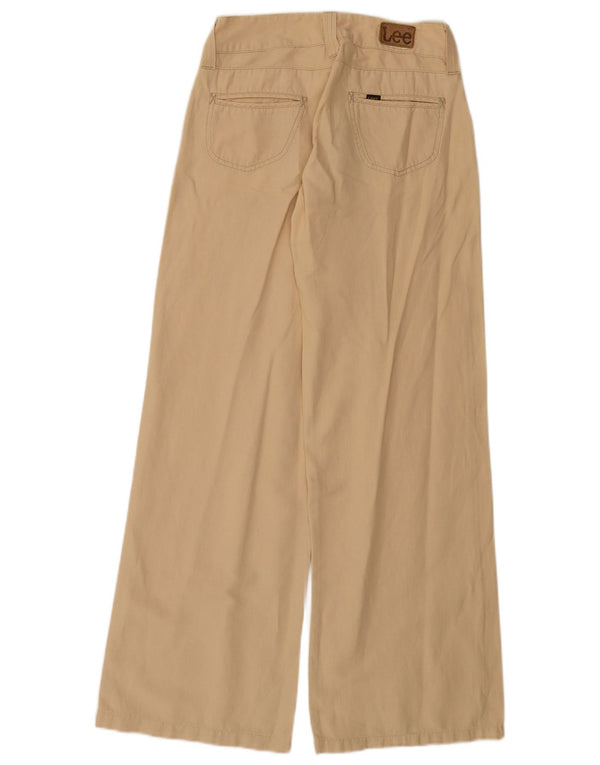 Lee Womens Sonora Wide Leg Casual Trousers W28 L31 Beige Cotton