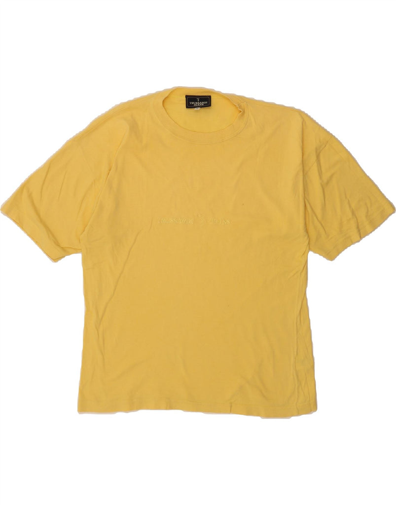 TRUSSARDI JEANS Mens T-Shirt Top Small Yellow Cotton Vintage Trussardi Jeans and Second-Hand Trussardi Jeans from Messina Hembry 
