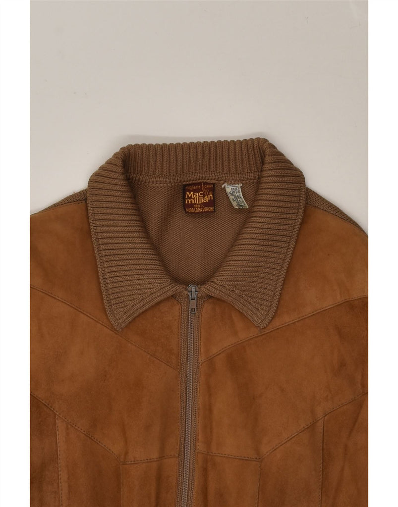 VINTAGE Mens Bomber Jacket UK 36 Small Brown Wool | Vintage Vintage | Thrift | Second-Hand Vintage | Used Clothing | Messina Hembry 