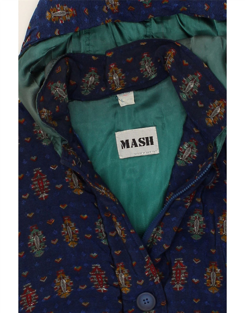 MASH Womens Hooded Overcoat UK 16 Large Navy Blue Paisley Polyamide | Vintage Mash | Thrift | Second-Hand Mash | Used Clothing | Messina Hembry 