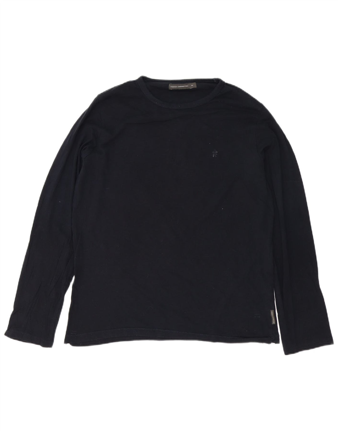 French Connection Mens Top Long Sleeve XL Navy Blue Cotton