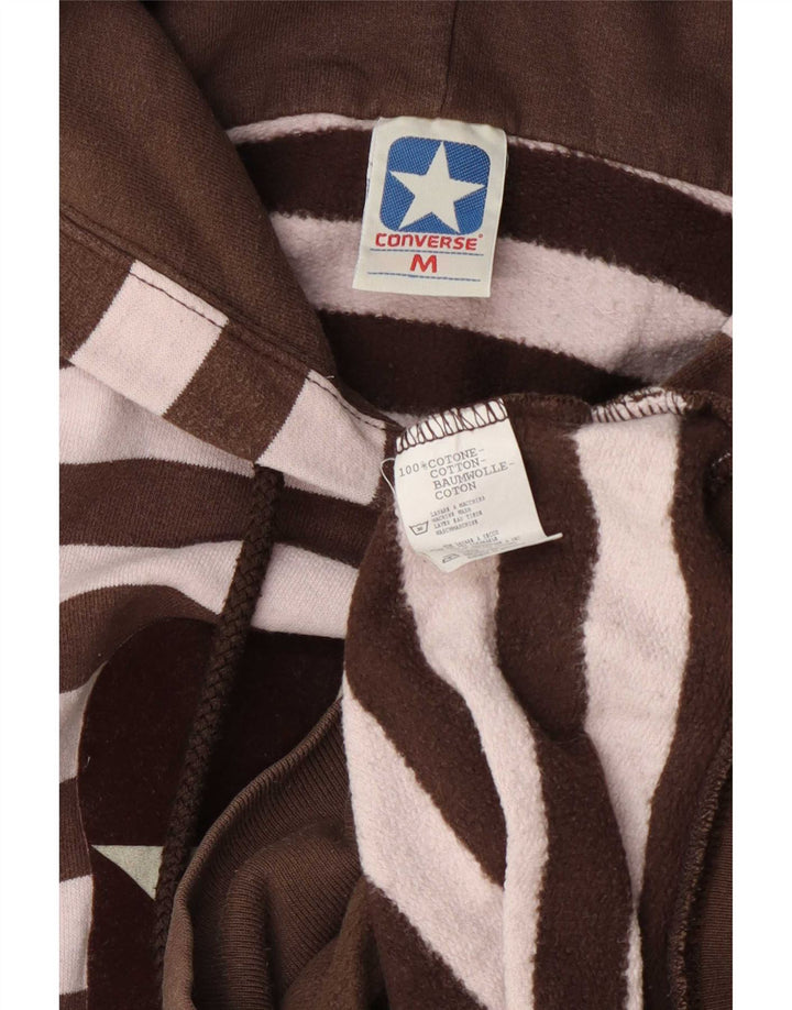 Converse Womens Graphic Sweatshirt Jumper UK 12 Medium Brown Striped Cotton