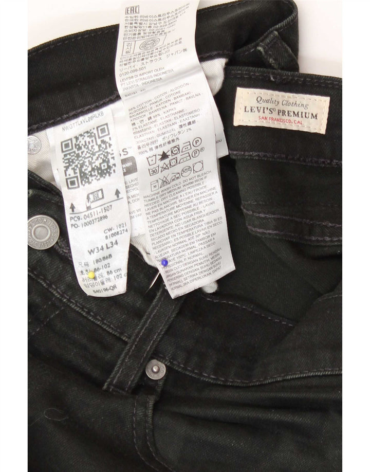 Levi's Mens Slim Jeans W34 L34 Black Cotton