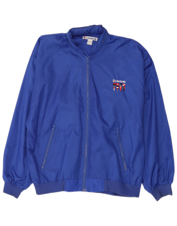 Vintage Mens Hooded Bomber Jacket UK 38 Medium Blue Nylon