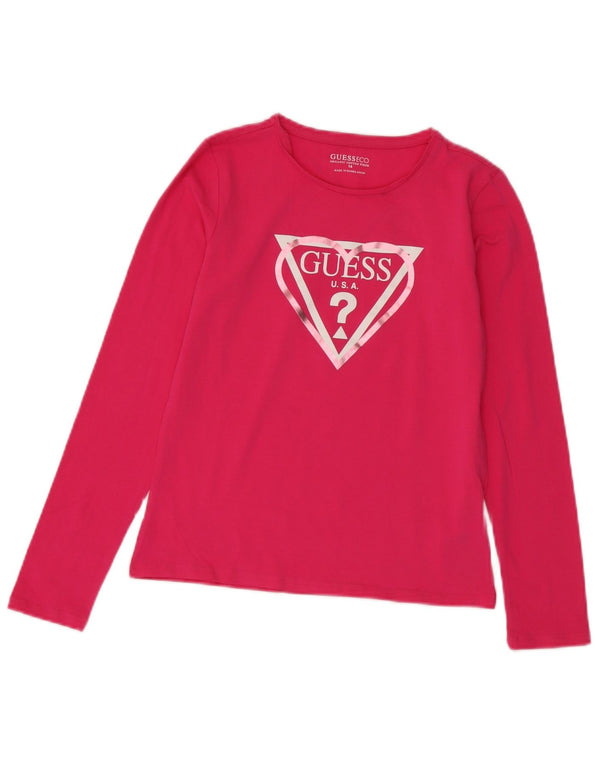 Guess Girls Graphic Top Long Sleeve 13-14 Years Pink Cotton