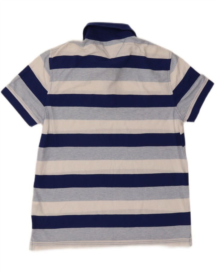 TOMMY HILFIGER Mens Polo Shirt Medium Blue Striped Cotton Vintage Tommy Hilfiger and Second-Hand Tommy Hilfiger from Messina Hembry 
