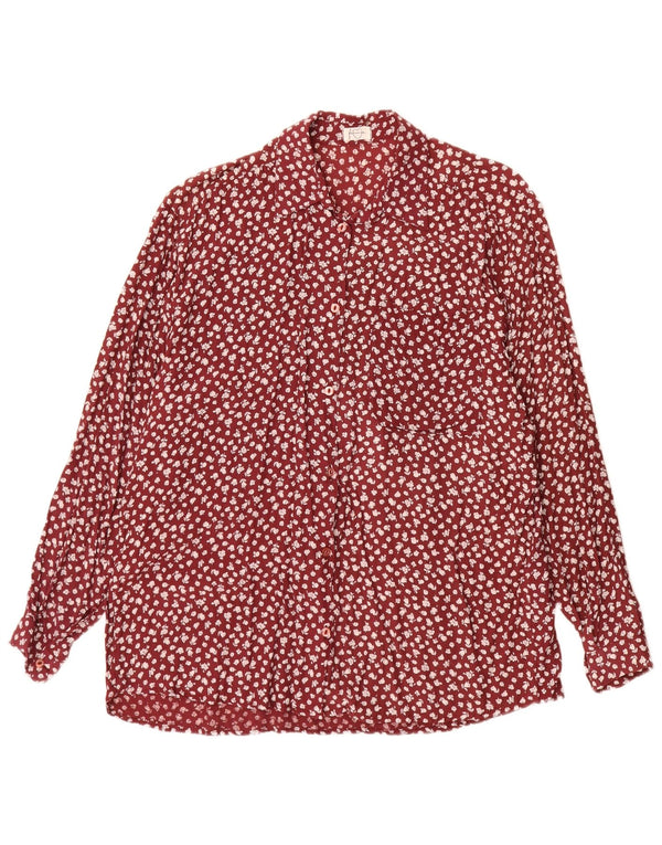 Vintage Womens Shirt UK 18 XL Red Floral Viscose