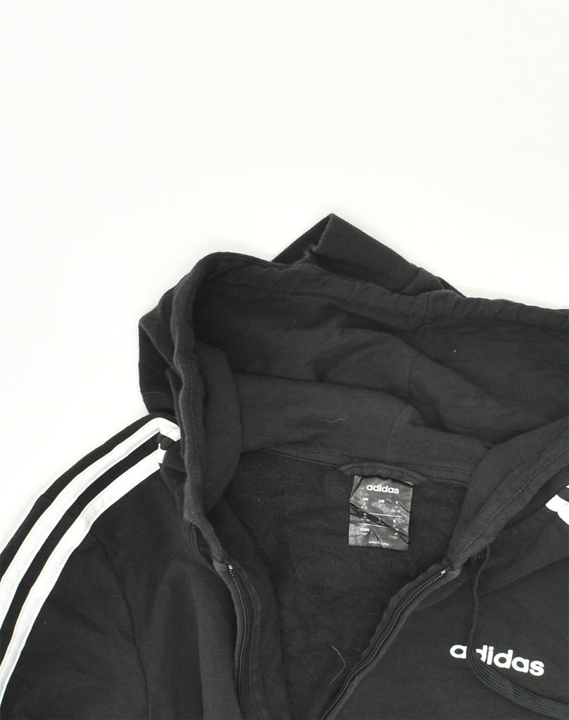 ADIDAS Womens Zip Hoodie Sweater UK 8-10 Small  Black Cotton | Vintage Adidas | Thrift | Second-Hand Adidas | Used Clothing | Messina Hembry 