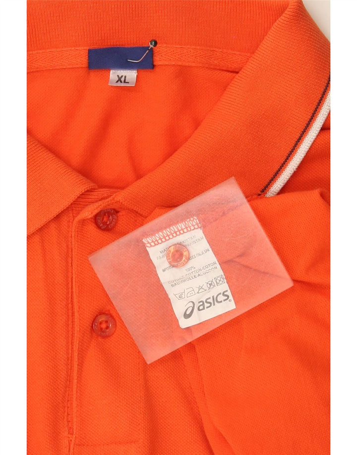 Asics Mens Polo Shirt XL Orange Cotton