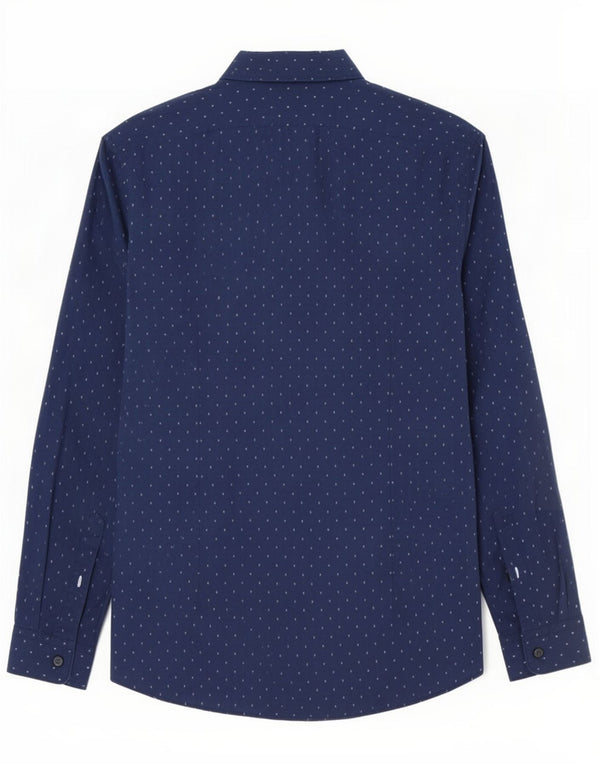 Hugo Boss Mens Regular Fit Shirt Large Navy Blue Spotted Cotton