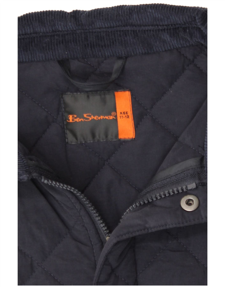Ben Sherman Boys Quilted Jacket 11-12 Years Navy Blue Cotton Classic