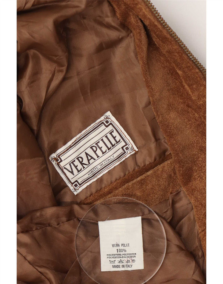 Vintage Mens Suede Jacket IT 48 Medium Brown Leather